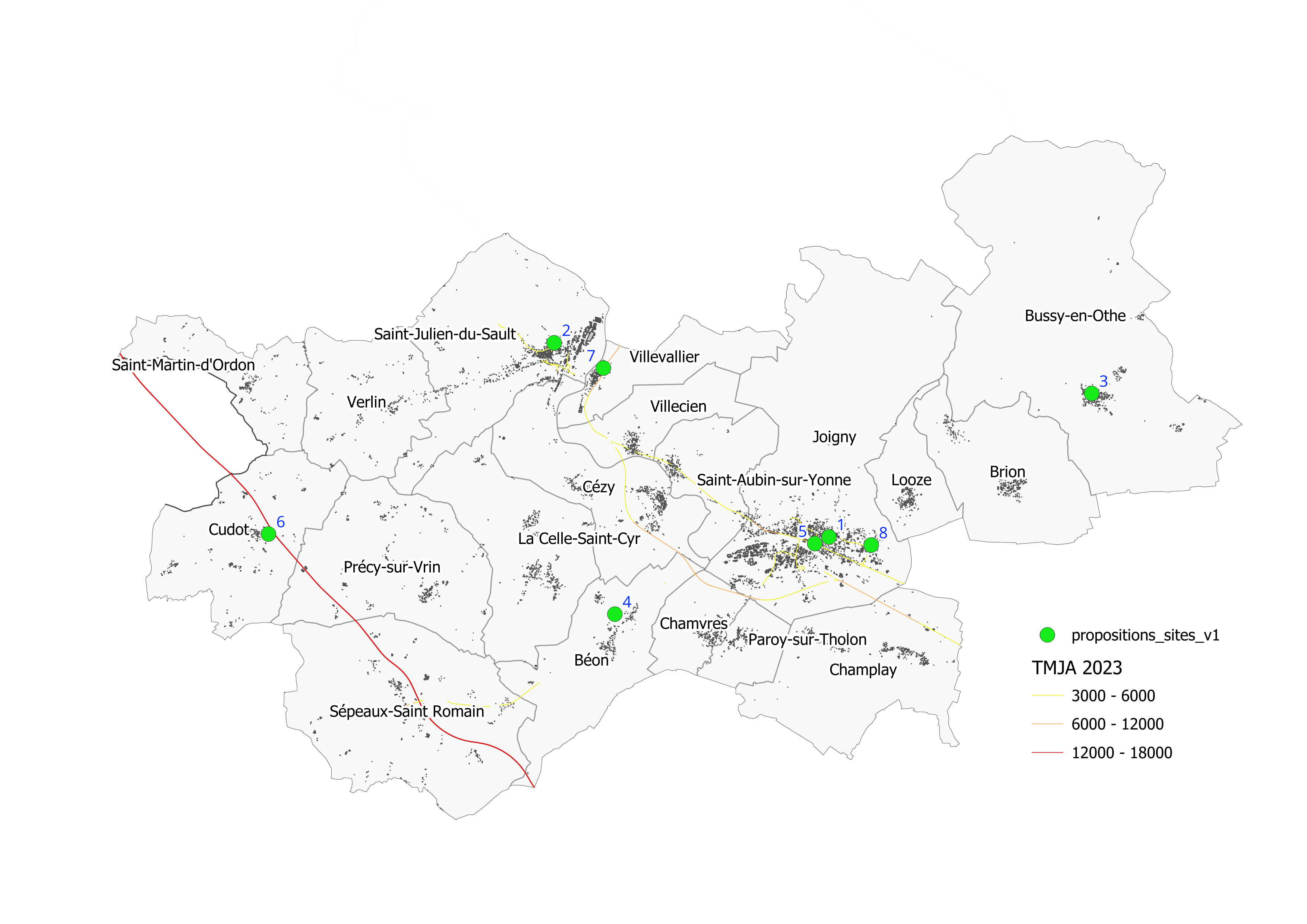 Emplacement des sites