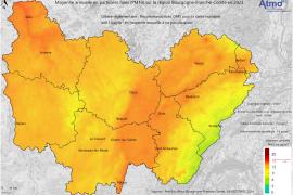 Particules fines PM10 2023 - Moyenne annuelle (OMS)